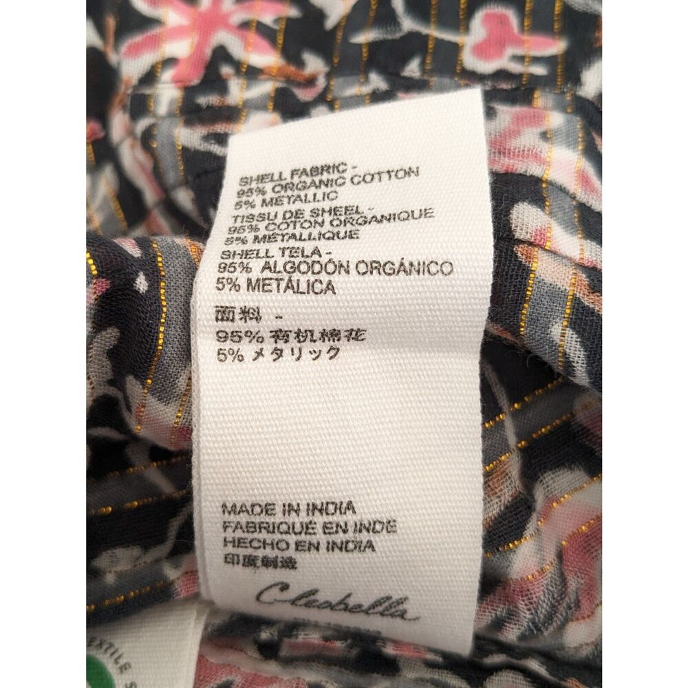 Clobella Brynlee Blouse NWOT Size Small S Black Pink Floral Fan Print Top Sm - Picture 8 of 9